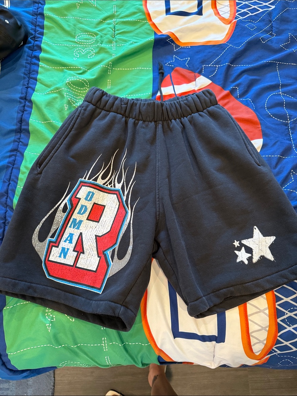 Black Athletic Men's Shorts with R Graphic and Star Detail